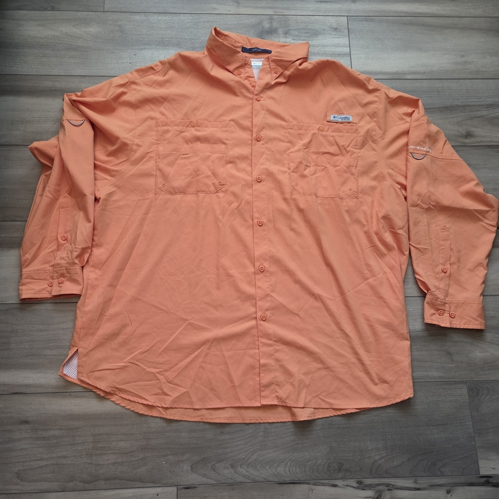 Columbia PFG Men’s Orange Fishing Button-Up Shirt